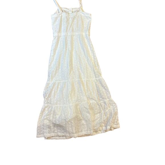 GAP White Apron Maxi Multitier Sun Dress Sundress Eyelet Cotton Women's 8 Tall - Picture 8 of 12
